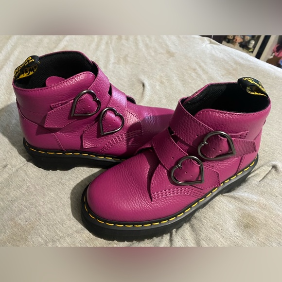 DEVON HEART LEATHER PLATFORM BOOTS- PINK - Picture 4 of 4